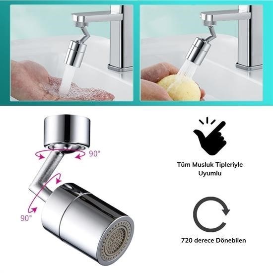 Robinanka® 720 Derece Dönebilen 4 Filtreli Tüm Musluk Tipleri İle Uyumlu Montaj Aparatlı Musluk Başlık Robinanka® 720 Derece Dönebilen 4 Filtreli Tüm Musluk Tipleri İle Uyumlu Montaj Aparatlı Musluk Başlık