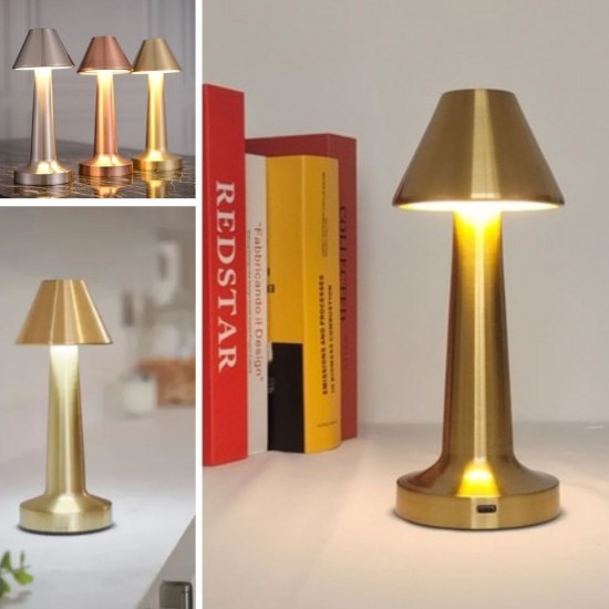 Robinanka Çatı Model Gold Renk Şarjlı Dokunmatik 3 Renkli LED Masa Lambası Robinanka Çatı Model Gold Renk Şarjlı Dokunmatik 3 Renkli LED Masa Lambası
