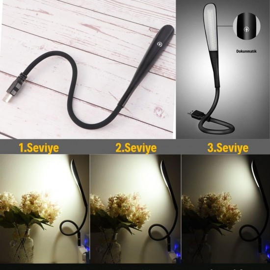 Robinanka USB Girişli 14 Ledli 3 Kademeli Dokunmatik Masa/Kitap Okuma Lambası Ledi Siyah Robinanka USB Girişli 14 Ledli 3 Kademeli Dokunmatik Masa/Kitap Okuma Lambası Ledi Siyah