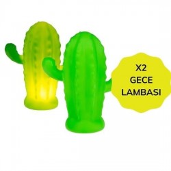 Robinanka Pilli Silikon Led Işıklı Sevimli Kaktüs Gece Lambası Aydınlatması