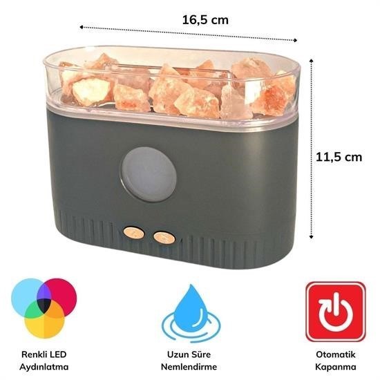 Robinanka® Himalaya Tuzlu Renkli Led Aydınlatmalı 200ml Hava Nemlendiricili Aromaterapi Difüzörü Robinanka® Himalaya Tuzlu Renkli Led Aydınlatmalı 200ml Hava Nemlendiricili Aromaterapi Difüzörü