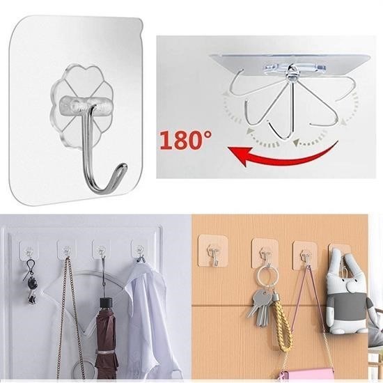 Robinanka® Süper Güçlü Yapışkanlı Suya Dayanıklı Şeffaf Askı 5li Set Yeniden Kullanılabilir Kancalar Robinanka® Süper Güçlü Yapışkanlı Suya Dayanıklı Şeffaf Askı 5li Set Yeniden Kullanılabilir Kancalar