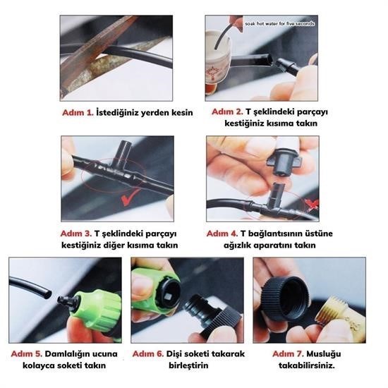 Robinanka® 10 Metre Kendin Yap Balkon Veranda Çardak Kamelya Sulama Serinletme ve Nemlendirme Sistemi Robinanka® 10 Metre Kendin Yap Balkon Veranda Çardak Kamelya Sulama Serinletme ve Nemlendirme Sistemi