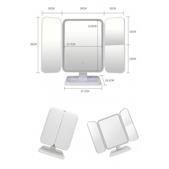 Robinanka® 2 Kapaklı,3 Farklı Dokunmatik Led Ayarlı USB Şarj ile Şarj Olabilen Makyaj Aynası Robinanka® 2 Kapaklı,3 Farklı Dokunmatik Led Ayarlı USB Şarj ile Şarj Olabilen Makyaj Aynası