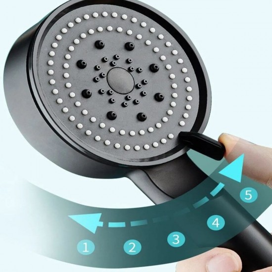 Robinanka 5 Fonksiyonlu Yüksek Basınçlı Ayarlanabilir Siyah Duş Başlığı Robinanka 5 Fonksiyonlu Yüksek Basınçlı Ayarlanabilir Siyah Duş Başlığı