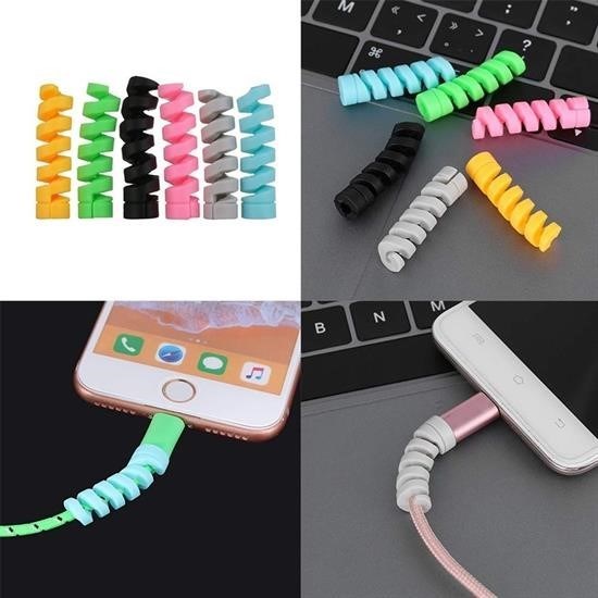 Robinanka® 4lü Apple, Android Şaj Kablosu Koruyucu Silikon Spiral Yay Aparat Robinanka® 4lü Apple, Android Şaj Kablosu Koruyucu Silikon Spiral Yay Aparat