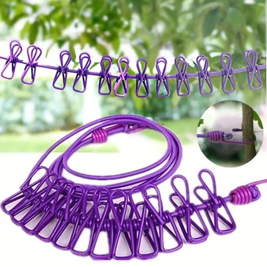 Robinanka® Taşınabilir Seyahat Çamaşır İpi 12 Mandallı Klipsli Lastikli Çamaşır Mandalları Robinanka® Taşınabilir Seyahat Çamaşır İpi 12 Mandallı Klipsli Lastikli Çamaşır Mandalları