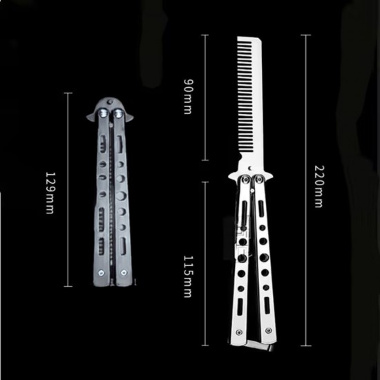 Robinanka® Gri Katlanabilir Paslanmaz Çelik Kelebek Bıçak Tarak Sakal Bıyık Fırçası Profesyonel Saç Kesimi İçin Tarak Robinanka® Gri Katlanabilir Paslanmaz Çelik Kelebek Bıçak Tarak Sakal Bıyık Fırçası Profesyonel Saç Kesimi İçin Tarak