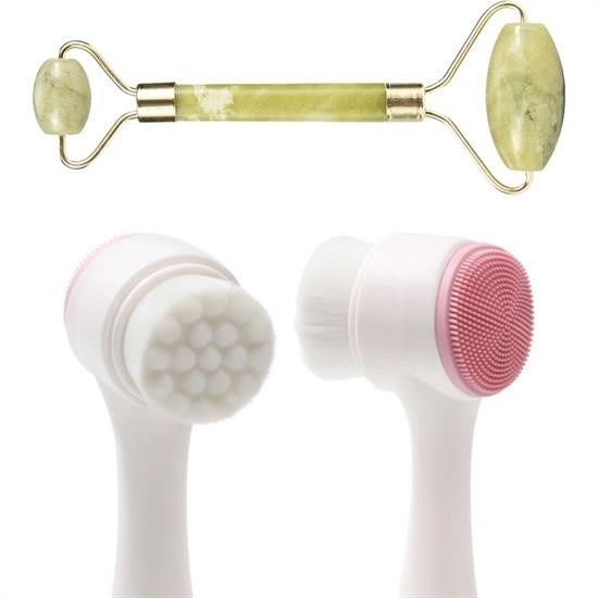 Robinanka® 2li Set Çift Taraflı Cilt Temizleme Fırçası ve Yeşim Taşı Çift Taraflı Cilt Masaj Aleti Robinanka® 2li Set Çift Taraflı Cilt Temizleme Fırçası ve Yeşim Taşı Çift Taraflı Cilt Masaj Aleti