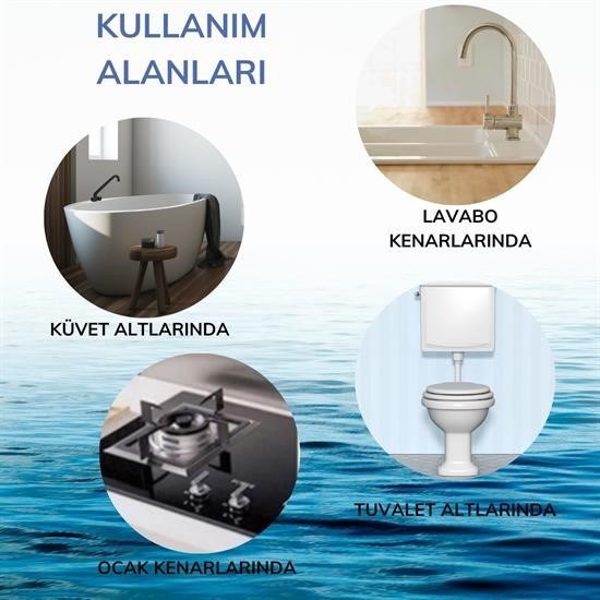 Robinanka Gri Su Sızdırmaz  Banyo Mutfak Lavabo Küvet İzolasyon Şerit Bant Robinanka Gri Su Sızdırmaz  Banyo Mutfak Lavabo Küvet İzolasyon Şerit Bant