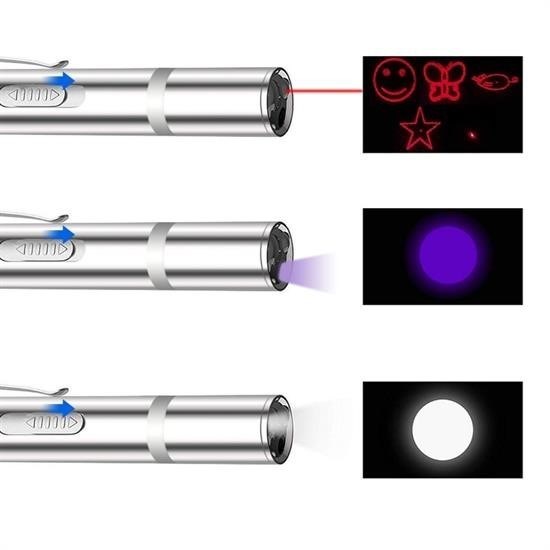 Robinanka® Usb İle Şarj Edilebilen 3In 1 Kırmızı Işık +Beyaz Led Meşale Işık + Uv El Feneri Kedi Lazeri Robinanka® Usb İle Şarj Edilebilen 3In 1 Kırmızı Işık +Beyaz Led Meşale Işık + Uv El Feneri Kedi Lazeri