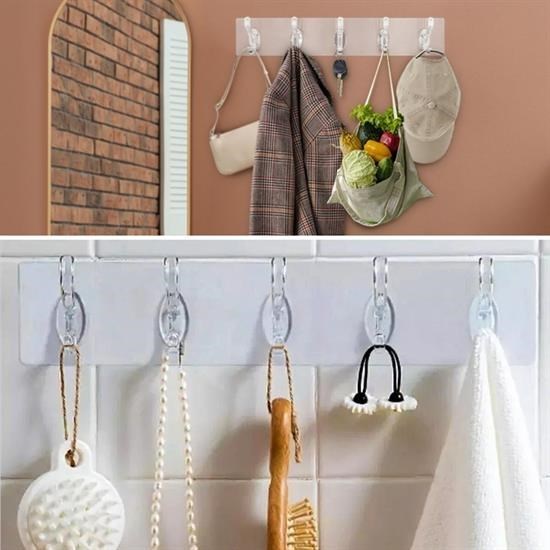 Robinanka® 5'li Güçlü Yapışkanlı Şeffaf Duvar Askısı Banyo Mutfak Düzenleyici Pratik Askılık Robinanka® 5'li Güçlü Yapışkanlı Şeffaf Duvar Askısı Banyo Mutfak Düzenleyici Pratik Askılık