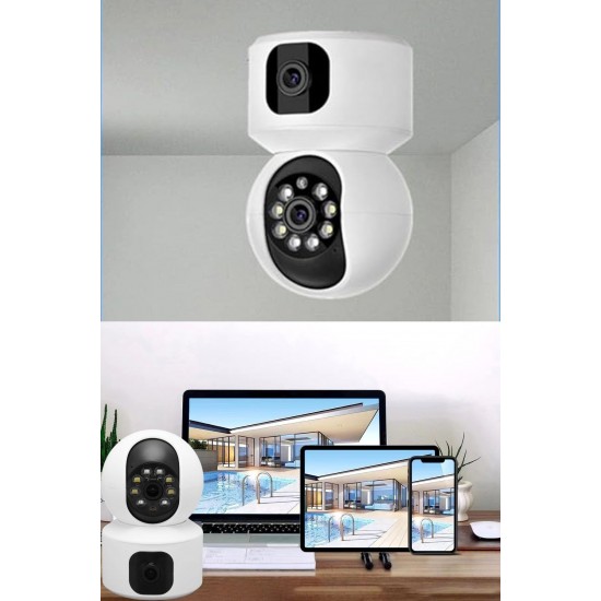Robinanka® Çift Kameralı Wifi Bağlantılı Gece Görüşlü Ev Tipi Güvenlik Kamerası Robinanka® Çift Kameralı Wifi Bağlantılı Gece Görüşlü Ev Tipi Güvenlik Kamerası