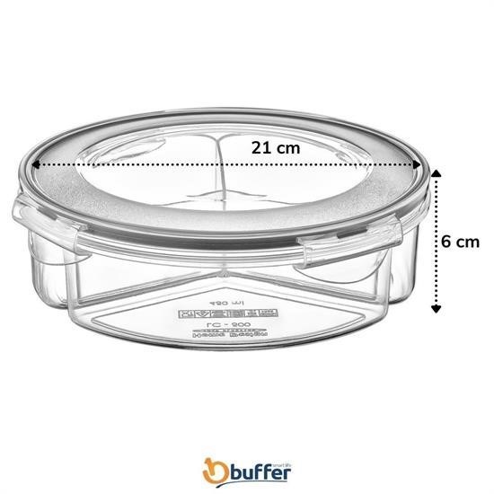Robinanka® 3 Bölmeli Sızdırmaz Contalı Kilitli Kapaklı 1,35 Litre yuvarlak Erzak Saklama Kabı LC-500 Robinanka® 3 Bölmeli Sızdırmaz Contalı Kilitli Kapaklı 1,35 Litre yuvarlak Erzak Saklama Kabı LC-500