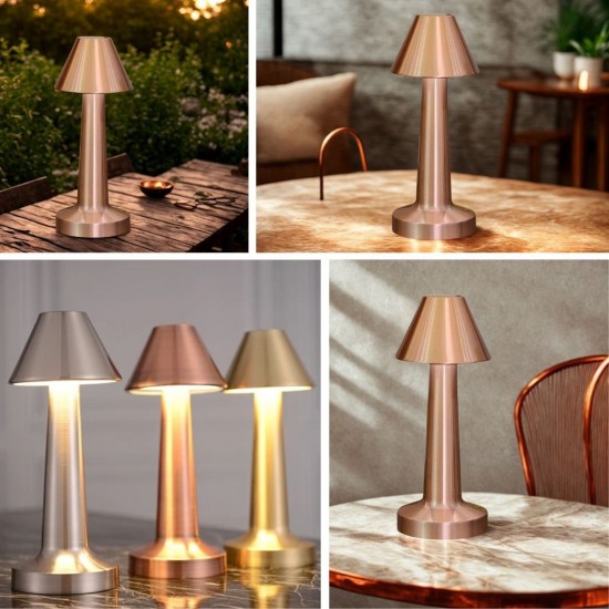 Robinanka Çatı Model Bronz Renk Şarjlı Dokunmatik 3 Renkli LED Masa Lambası Robinanka Çatı Model Bronz Renk Şarjlı Dokunmatik 3 Renkli LED Masa Lambası