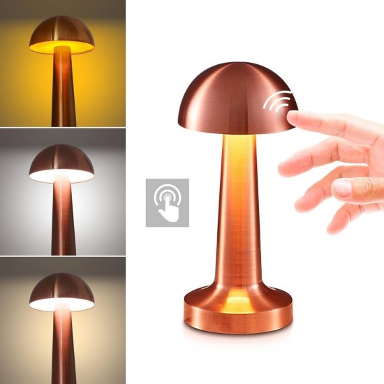 Robinanka Mantar Model Bronz Renk Şarjlı Dokunmatik 3 Renkli LED Masa Lambası Robinanka Mantar Model Bronz Renk Şarjlı Dokunmatik 3 Renkli LED Masa Lambası
