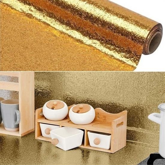 Robinanka® 10 Metre Kendinden Yapışkanlı Silinebilir Mutfak Tezgah Üstü Sticker Folyo Gold Renk Robinanka® 10 Metre Kendinden Yapışkanlı Silinebilir Mutfak Tezgah Üstü Sticker Folyo Gold Renk