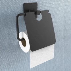 Robinanka Kendiliğinden Yapışkanlı Siyah Paslanmaz Metal Kapaklı Tuvalet Kağıtlığı Aparatı  Robinanka Kendiliğinden Yapışkanlı Siyah Paslanmaz Metal Kapaklı Tuvalet Kağıtlığı Aparatı