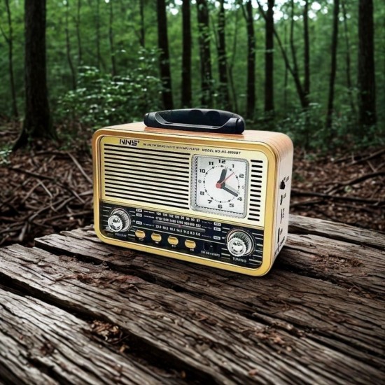 Robinanka Orta Boy Saat Göstergeli Retro Ahşap Tasarım Bluetooth Hoparlörlü Radyo – FM/AM Destekli, Şarjlı ve Taşınabilir Radyo NS-8898 Robinanka Orta Boy Saat Göstergeli Retro Ahşap Tasarım Bluetooth Hoparlörlü Radyo – FM/AM Destekli, Şarjlı ve Taşınabilir Radyo NS-8898