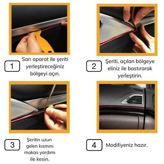 Robinanka Gold Araba Oto Trim Dekorasyon Şeridi Kauçuk Elastik Kolay Kurulum 5 metre Şerit Bant Robinanka Gold Araba Oto Trim Dekorasyon Şeridi Kauçuk Elastik Kolay Kurulum 5 metre Şerit Bant