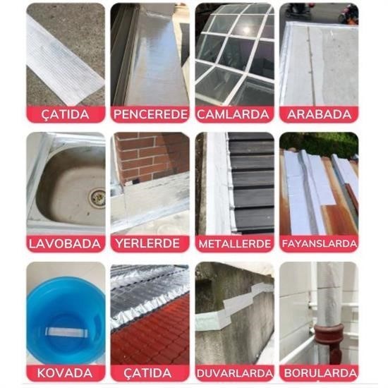 Robinanka Yüksek Sıcaklık Dayanan Su Geçirmez Çatı Boru Duvar Çatlak Yapışkan Bant Folyo 5 mt x 10 cm
