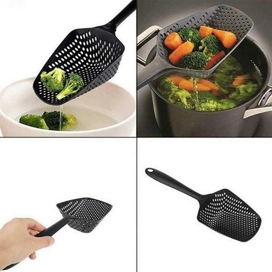 Robinanka® Isıya Dayanıklı Plastik Süzgeçli Kızartma ve Sebze Haşlama Kepçesi Robinanka® Isıya Dayanıklı Plastik Süzgeçli Kızartma ve Sebze Haşlama Kepçesi