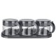 Robinanka® Gri 3lü Standlı Kapaklı Kaşıklı Cam Hava Sızdırmaz Baharatlık Takımı KC-386 Robinanka® Gri 3lü Standlı Kapaklı Kaşıklı Cam Hava Sızdırmaz Baharatlık Takımı KC-386