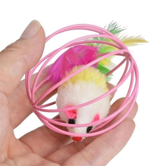 Robinanka® Renkli Metal Kafesli Peluş Fareli Kedi Köpek Oyuncağı Oyun Topu 6 cm Robinanka® Renkli Metal Kafesli Peluş Fareli Kedi Köpek Oyuncağı Oyun Topu 6 cm