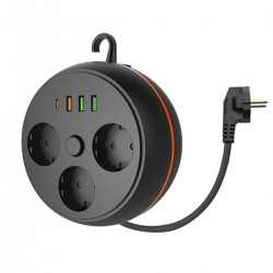 Robinanka 3 Adet Soket,3 Adet USB ve 1 Adet Type-C Girişli Termal Akım Korumalı Makaralı Priz 3395 Robinanka 3 Adet Soket,3 Adet USB ve 1 Adet Type-C Girişli Termal Akım Korumalı Makaralı Priz 3395