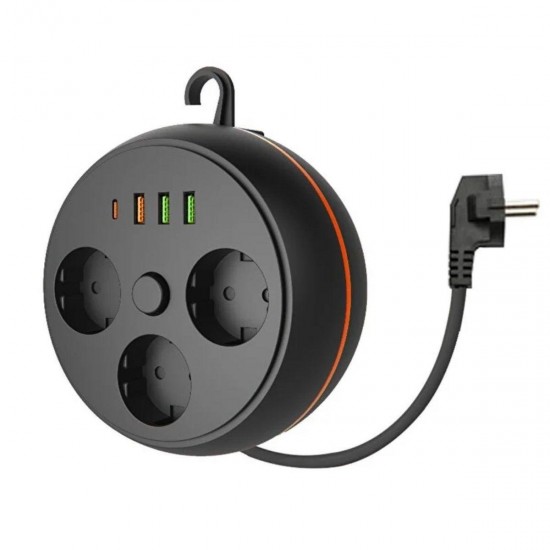Robinanka 3 Adet Soket,3 Adet USB ve 1 Adet Type-C Girişli Termal Akım Korumalı Makaralı Priz 3395 Robinanka 3 Adet Soket,3 Adet USB ve 1 Adet Type-C Girişli Termal Akım Korumalı Makaralı Priz 3395