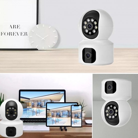 Robinanka® Çift Kameralı Wifi Bağlantılı Gece Görüşlü Ev Tipi Güvenlik Kamerası Robinanka® Çift Kameralı Wifi Bağlantılı Gece Görüşlü Ev Tipi Güvenlik Kamerası