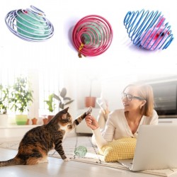 Robinanka Yaylı Metal Fareli Kafes Kedi Oyun Topu Sıçrayan Spiral Kedi Topu  Robinanka Yaylı Metal Fareli Kafes Kedi Oyun Topu Sıçrayan Spiral Kedi Topu