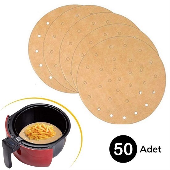 50 Adet Air Fryer Pişirme Kağıdı Tek Kullanımlık Hava Fritöz Yapışmaz Yağlı Kağıt Delikli Model 50 Adet Air Fryer Pişirme Kağıdı Tek Kullanımlık Hava Fritöz Yapışmaz Yağlı Kağıt Delikli Model