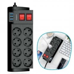 Robinanka Isıya Dayanıklı Termal Akım Korumalı 2 Metre 16A 4000W 8li Priz ve 3 Usb Li Uzatma Kablosu Robinanka Isıya Dayanıklı Termal Akım Korumalı 2 Metre 16A 4000W 8li Priz ve 3 Usb Li Uzatma Kablosu