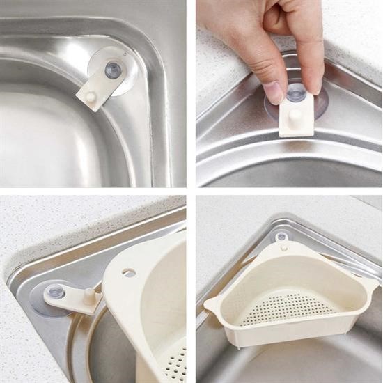 Robinanka Vantuzlu Üçgen Sebze Meyve  Lavabo Raf Evye Süzgeç Sünger Tutucu Düzenleyici Mutfak Organize Robinanka Vantuzlu Üçgen Sebze Meyve  Lavabo Raf Evye Süzgeç Sünger Tutucu Düzenleyici Mutfak Organize