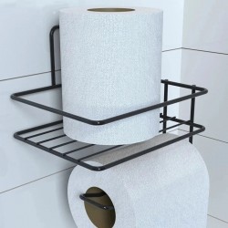 Robinanka Kendiliğinden Yapışkanlı Tuvalet Kağıdı Tutacağı ve Yedek Raf - Siyah Modern Metal Tasarım Robinanka Kendiliğinden Yapışkanlı Tuvalet Kağıdı Tutacağı ve Yedek Raf - Siyah Modern Metal Tasarım