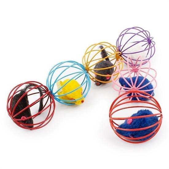 Robinanka® Renkli Metal Kafesli Peluş Fareli Kedi Köpek Oyuncağı Oyun Topu 6 cm Robinanka® Renkli Metal Kafesli Peluş Fareli Kedi Köpek Oyuncağı Oyun Topu 6 cm