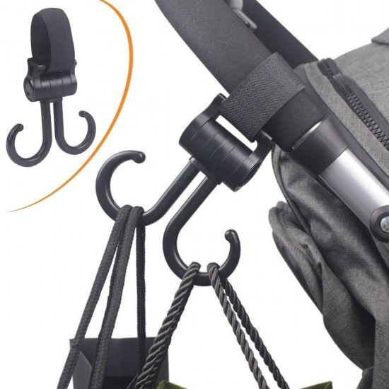 Robinanka® 2li Bebek Arabasına Uyumlu Cırtlı Eşya Taşıma Aparatı 360 Derece Dönebilen Plastik Kanca Robinanka® 2li Bebek Arabasına Uyumlu Cırtlı Eşya Taşıma Aparatı 360 Derece Dönebilen Plastik Kanca