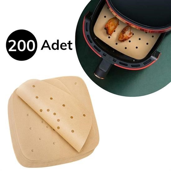 Robinanka® 200 Adet Air Fryer Pişirme Kağıdı Tek Kullanımlık Pişirme Kağıdı Delikli Kare Model Robinanka® 200 Adet Air Fryer Pişirme Kağıdı Tek Kullanımlık Pişirme Kağıdı Delikli Kare Model