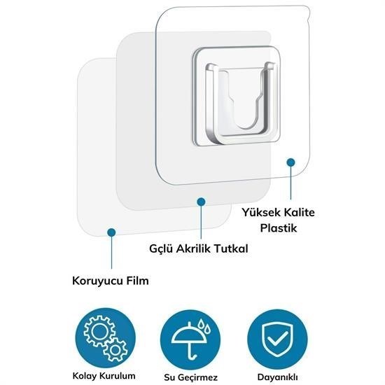 Robinanka Eşya Sabitleme Askısı 10 Çift Şeffaf Çift Taraflı Yapışkanlı Geçmeli Klips Robinanka Eşya Sabitleme Askısı 10 Çift Şeffaf Çift Taraflı Yapışkanlı Geçmeli Klips