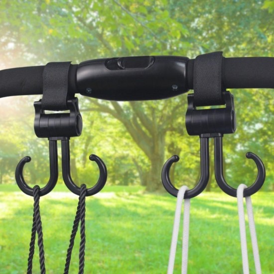 Robinanka® 2li Bebek Arabasına Uyumlu Cırtlı Eşya Taşıma Aparatı 360 Derece Dönebilen Plastik Kanca Robinanka® 2li Bebek Arabasına Uyumlu Cırtlı Eşya Taşıma Aparatı 360 Derece Dönebilen Plastik Kanca