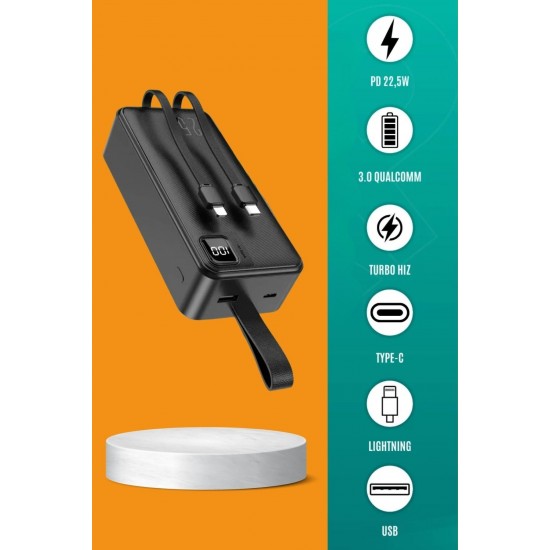 Robinanka® 30000 Mah 22,5w Süper Hızlı Lightning ve Tyype C Powerbank