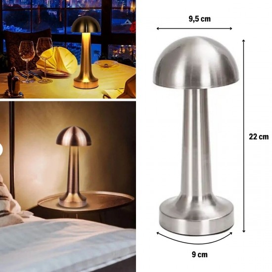 Robinanka Mantar Model Silver Renk Şarjlı Dokunmatik 3 Renkli LED Masa Lambası Robinanka Mantar Model Silver Renk Şarjlı Dokunmatik 3 Renkli LED Masa Lambası