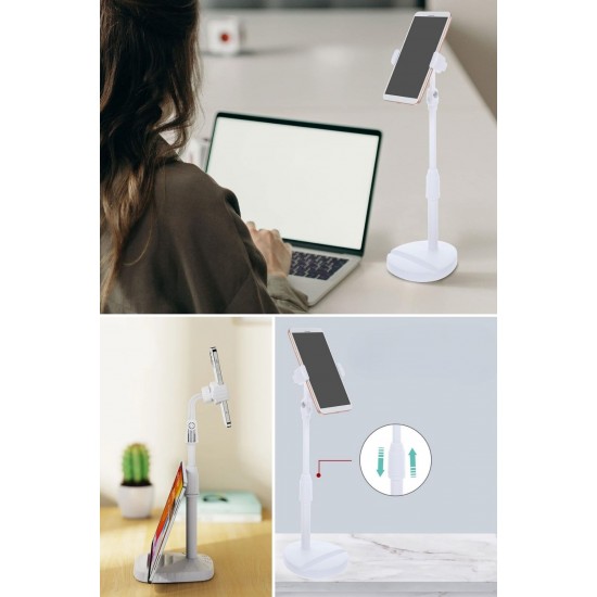 Robinanka® Masa Üstü Tablet ve Telefon Tutucu Plastik Aparat Beyaz Telefon Standı Robinanka® Masa Üstü Tablet ve Telefon Tutucu Plastik Aparat Beyaz Telefon Standı