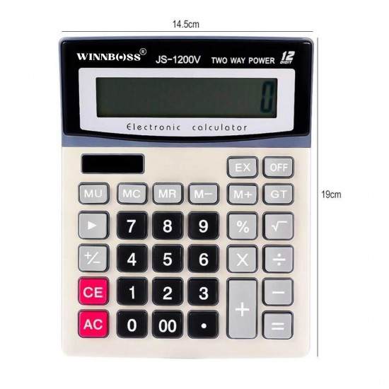 Robinanka® 12 Haneli Geniş LCD Ekran, Pilli Büyük Düğmeli Hesap Makinesi Robinanka® 12 Haneli Geniş LCD Ekran, Pilli Büyük Düğmeli Hesap Makinesi