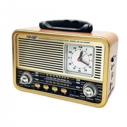 Robinanka Orta Boy Saat Göstergeli Retro Ahşap Tasarım Bluetooth Hoparlörlü Radyo – FM/AM Destekli, Şarjlı ve Taşınabilir Radyo NS-8898 Robinanka Orta Boy Saat Göstergeli Retro Ahşap Tasarım Bluetooth Hoparlörlü Radyo – FM/AM Destekli, Şarjlı ve Taşınabilir Radyo NS-8898