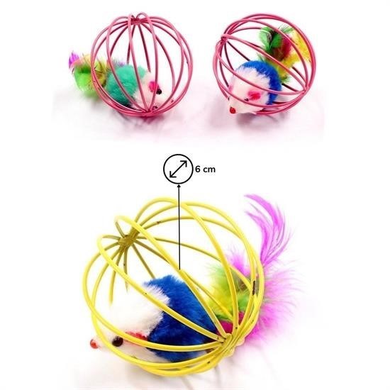 Robinanka® Renkli Metal Kafesli Peluş Fareli Kedi Köpek Oyuncağı Oyun Topu 6 cm Robinanka® Renkli Metal Kafesli Peluş Fareli Kedi Köpek Oyuncağı Oyun Topu 6 cm
