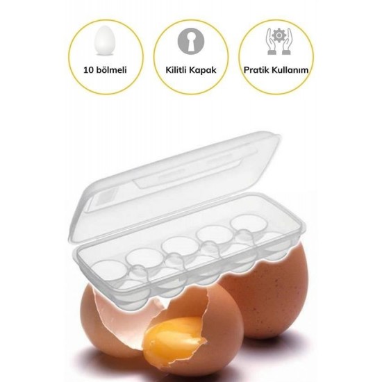 Robinanka® 10 Bölmeli Kilitli Kapaklı Yumurtalık Saklama Kutusu YU110 Robinanka® 10 Bölmeli Kilitli Kapaklı Yumurtalık Saklama Kutusu YU110