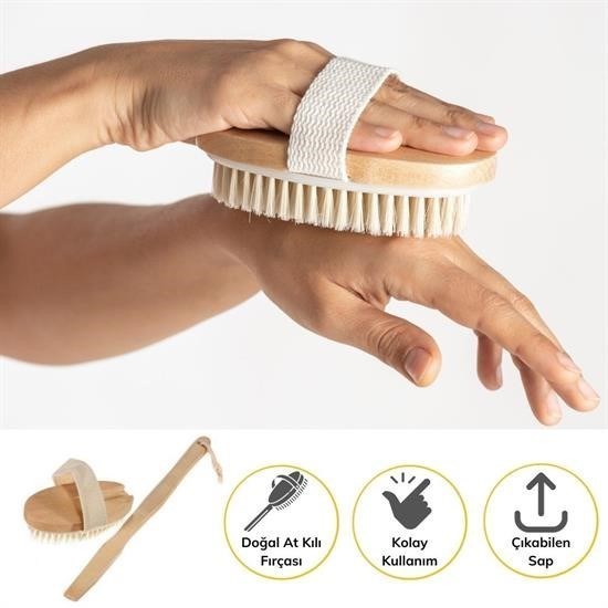 Robinanka® Doğal At Kılı Selülit Karşıtı Sapı Çıkabilen Ahşap Banyo Fırçası Robinanka® Doğal At Kılı Selülit Karşıtı Sapı Çıkabilen Ahşap Banyo Fırçası