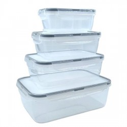 Robinanka 4lü İç İçe Sızdırmaz Contalı Kilitli Kapaklı Plastik Erzak Saklama Kapları LC315 Robinanka 4lü İç İçe Sızdırmaz Contalı Kilitli Kapaklı Plastik Erzak Saklama Kapları LC315